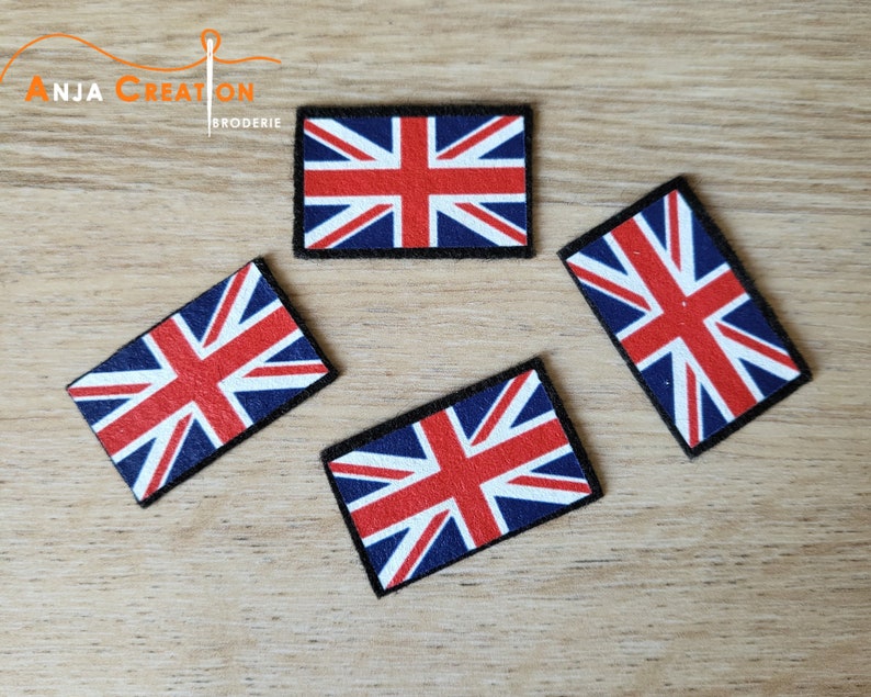 Small printed patch United Kingdom Flag Union Jack iron-on patch Made in France Personalization Customization 3cm image 1