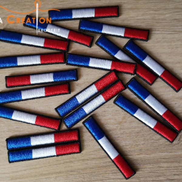 Ecusson patch 3D drapeau France relief thermocollant 65mm X 10mm thermocollant Made in France Personnalisation Customisation de casquettes