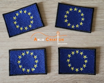 Ecusson patch drapeau Europe 60mm X 40mm thermocollant Made in France Personnalisation Customisation Réparation