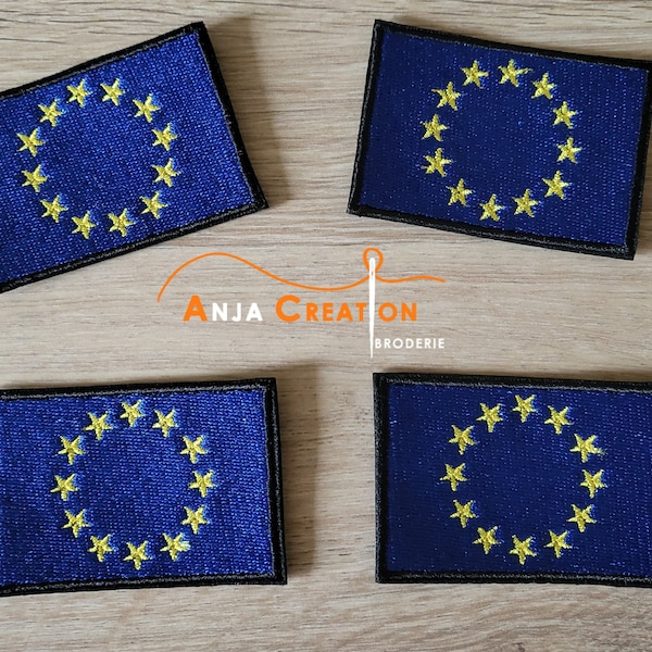 Ecusson patch drapeau Europe 60mm X 40mm thermocollant Made in France Personnalisation Customisation Réparation