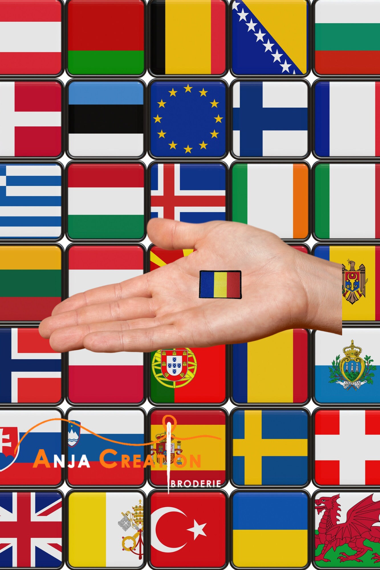 Toppa ricamata termoadesiva con bandiera nazionale della Romania