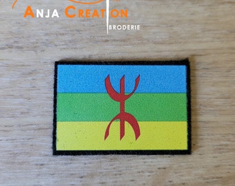 Petit écusson imprimé patch Drapeau Berbère thermocollant Made in France Personnalisation Customisation 3cm