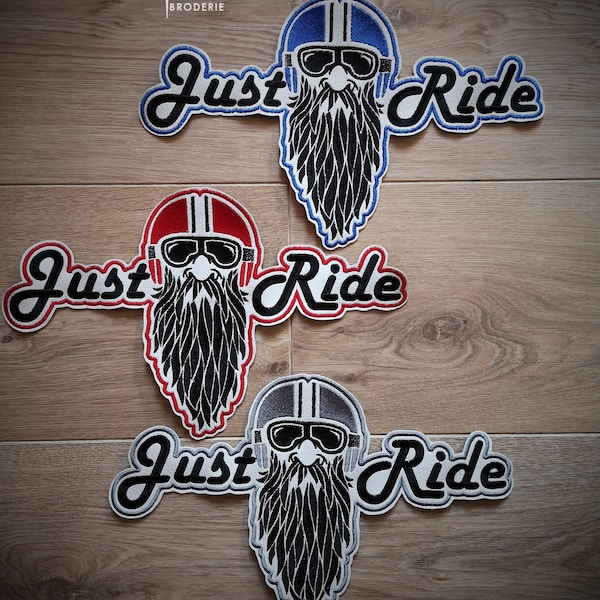 Grand Écusson Applique "Just Ride" Biker Moto décoration blouson cuir
