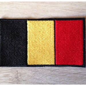 Stryklapp, sy-på eller självhäftande lapp, belgisk flagga, 10 cm