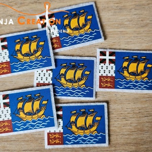 Small badge patch Saint Pierre and Miquelon Flag iron-on Made in France Personalization Customization 3cm