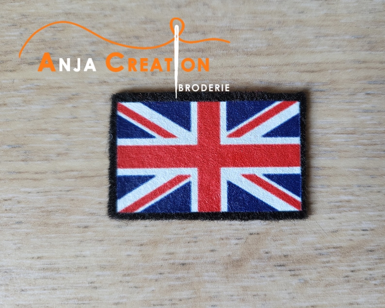 Small printed patch United Kingdom Flag Union Jack iron-on patch Made in France Personalization Customization 3cm image 3