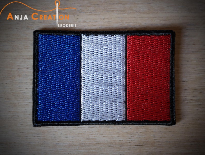 Badge, patch om te naaien of te plakken Franse vlag 6 cm breed afbeelding 1