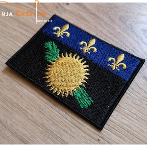 Large iron-on patch, patch to sew or stick on Guadeloupe flag 7 cm for repairing travel souvenirs collection