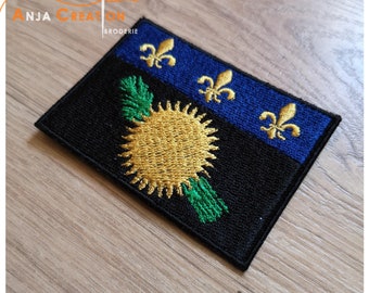 Grand Écusson thermocollant, patch à coudre ou à coller Drapeau Guadeloupe 7 cm pour la réparation les souvenirs de voyage la collection