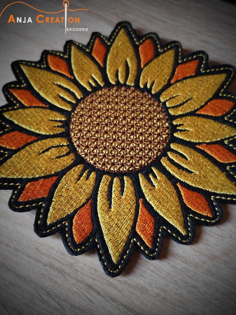 Grand écusson Patch Thermocollant Tournesol Sunflower 11 cm image 2