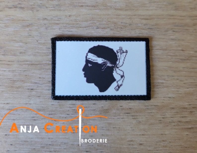 Small printed badge patch Corsica Flag Corsica Moor's head iron-on Made in France Personalization Customization 3cm image 2