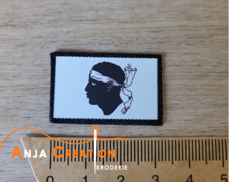 Small printed badge patch Corsica Flag Corsica Moor's head iron-on Made in France Personalization Customization 3cm image 3