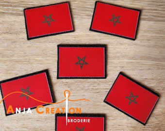 Petit Ecusson imprimé patch Drapeau Maroc Marocain thermocollant Made in France Personnalisation Customisation 3cm