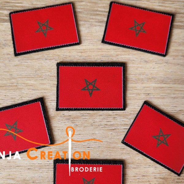 Petit Ecusson imprimé patch Drapeau Maroc Marocain thermocollant Made in France Personnalisation Customisation 3cm