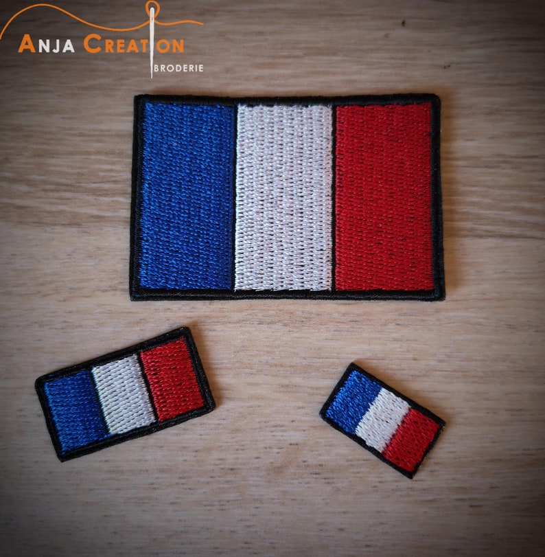 Écusson, patch Brodé à coudre ou à coller Drapeau Français 3 cm de large pour la réparation la collection, le recouvrement ou la décoration image 2