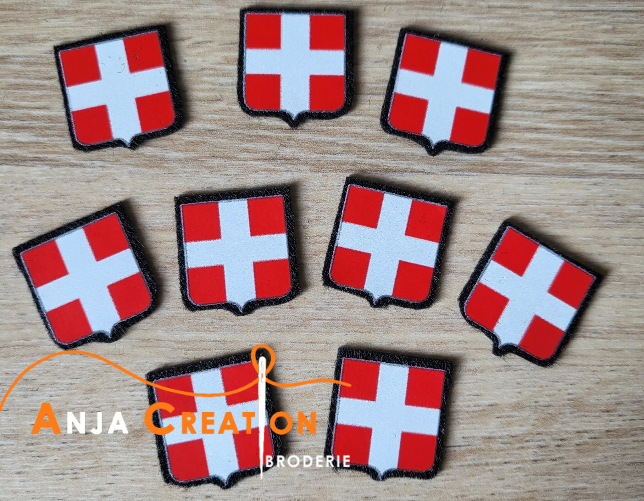 Patch Écusson Drapeau Savoie - 5x8 Cm - Fixation Mâle Et Femelle