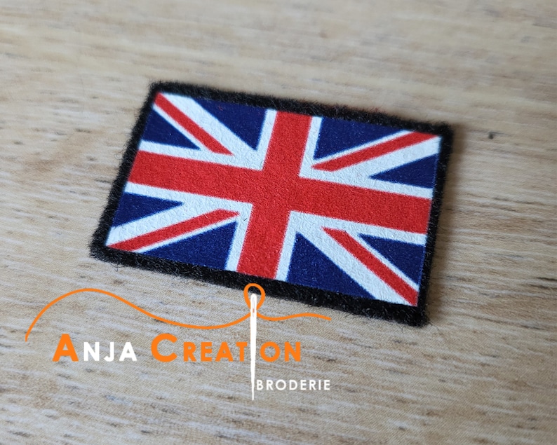 Small printed patch United Kingdom Flag Union Jack iron-on patch Made in France Personalization Customization 3cm image 2