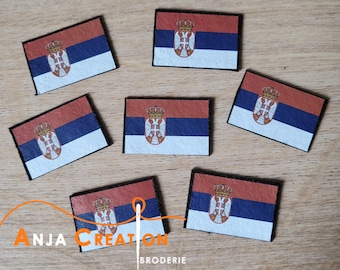 Badge piccolo Patch stampato Bandiera della Serbia Serbia termoadesivo Made in France Personalizzazione Personalizzazione Collezione da viaggio 3 cm