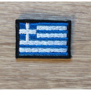 Mini Iron-on Badge, Sew-on or Stick-on Patch Greek/Greece Flag 3cm