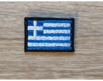 Mini Écusson thermocollant, patch à coudre ou à coller Drapeau Grec/Grèce 3cm