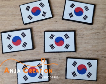 Petit Ecusson imprimé patch Drapeau Corée Coréen Korean thermocollant Made in France Personnalisation Customisation 3cm