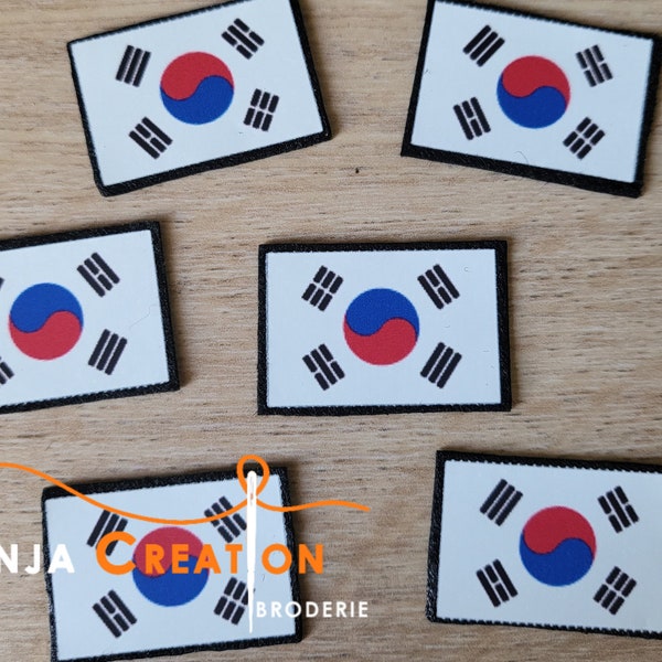 Petit Ecusson imprimé patch Drapeau Corée Coréen Korean thermocollant Made in France Personnalisation Customisation 3cm