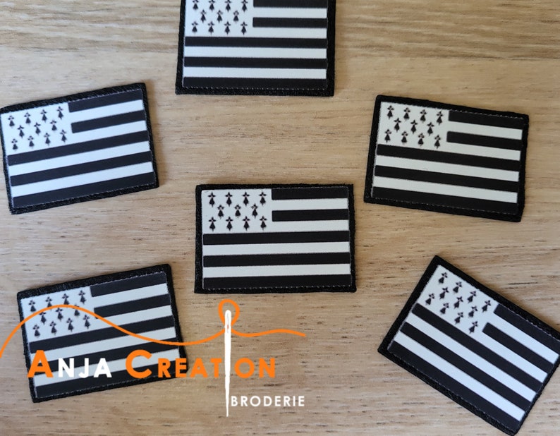 Petit Ecusson patch Drapeau Bretagne Breton thermocollant Made in France Personnalisation Customisation 3cm image 1