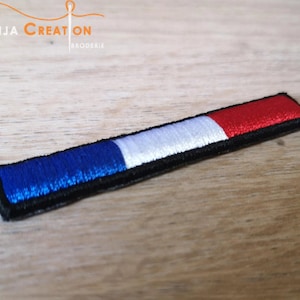 Ecusson patch 3D drapeau France relief thermocollant 65mm X 10mm thermocollant Made in France Personnalisation Customisation de casquettes image 3