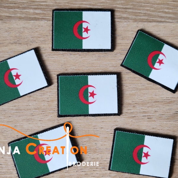 Petit Ecusson imprimé patch Drapeau Algérie Algérien thermocollant Made in France Personnalisation Customisation 3cm