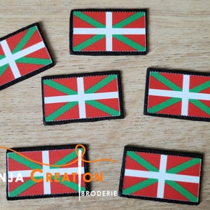 Small printed badge patch Basque Region France flag iron-on Made in France Personalization Customization 3cm