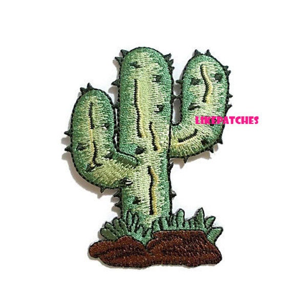 Cactus Iron On Patch Green Cactus Patches Tree Patch Cute Patches Iron On Appliques Patches Embroidered Patch Punk Patches Size 6cm. x 8cm.