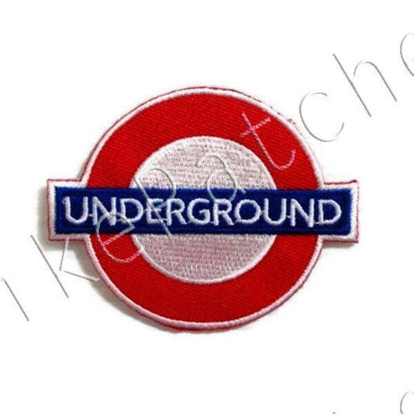 UNDERGROUND Red Sign Symbol New Sew on / Iron On Patch Embroidered Applique Size 7.5cm.x6cm.