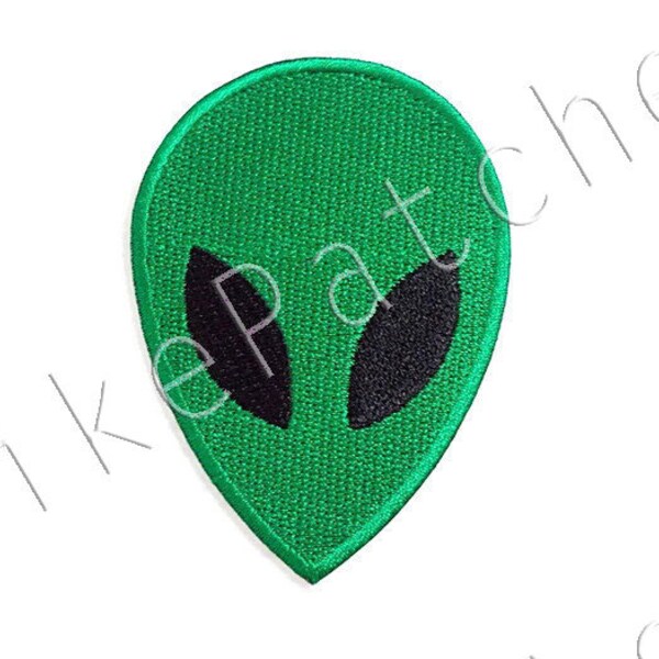 Green Face Alien New Sew / Iron On Patch Embroidered Applique Size 5.5cm.x7.7cm.