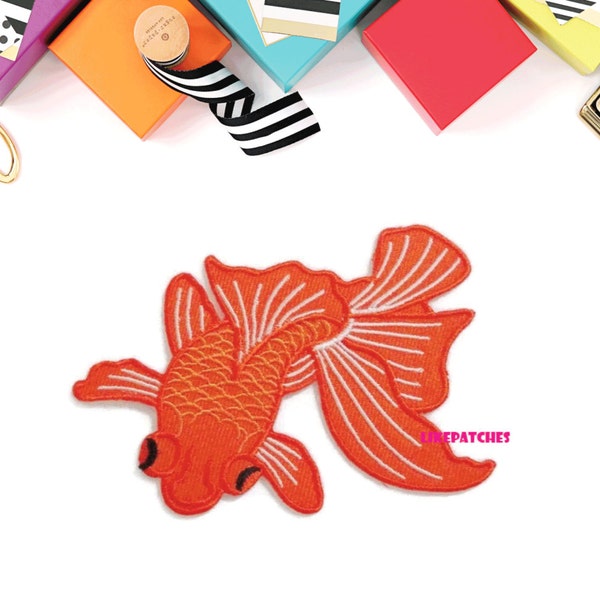 Gold Fish Animal Patch Fish Patch Animal Fish Patches Cute Patches Goldfish Iron On Patch Iron Patch