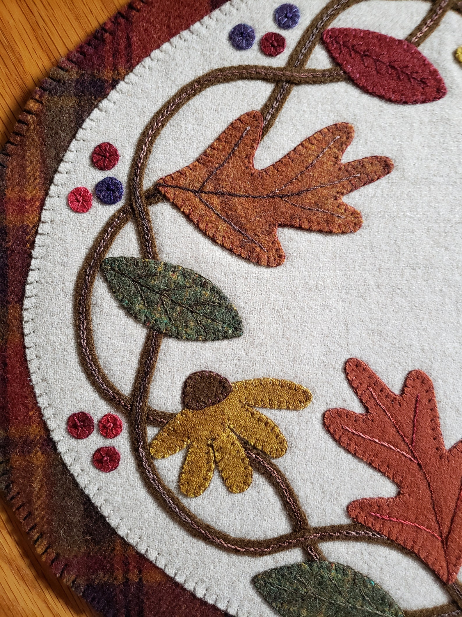 Autumn Splendor Wool Mat Finished Leaves Sunflowers - Etsy