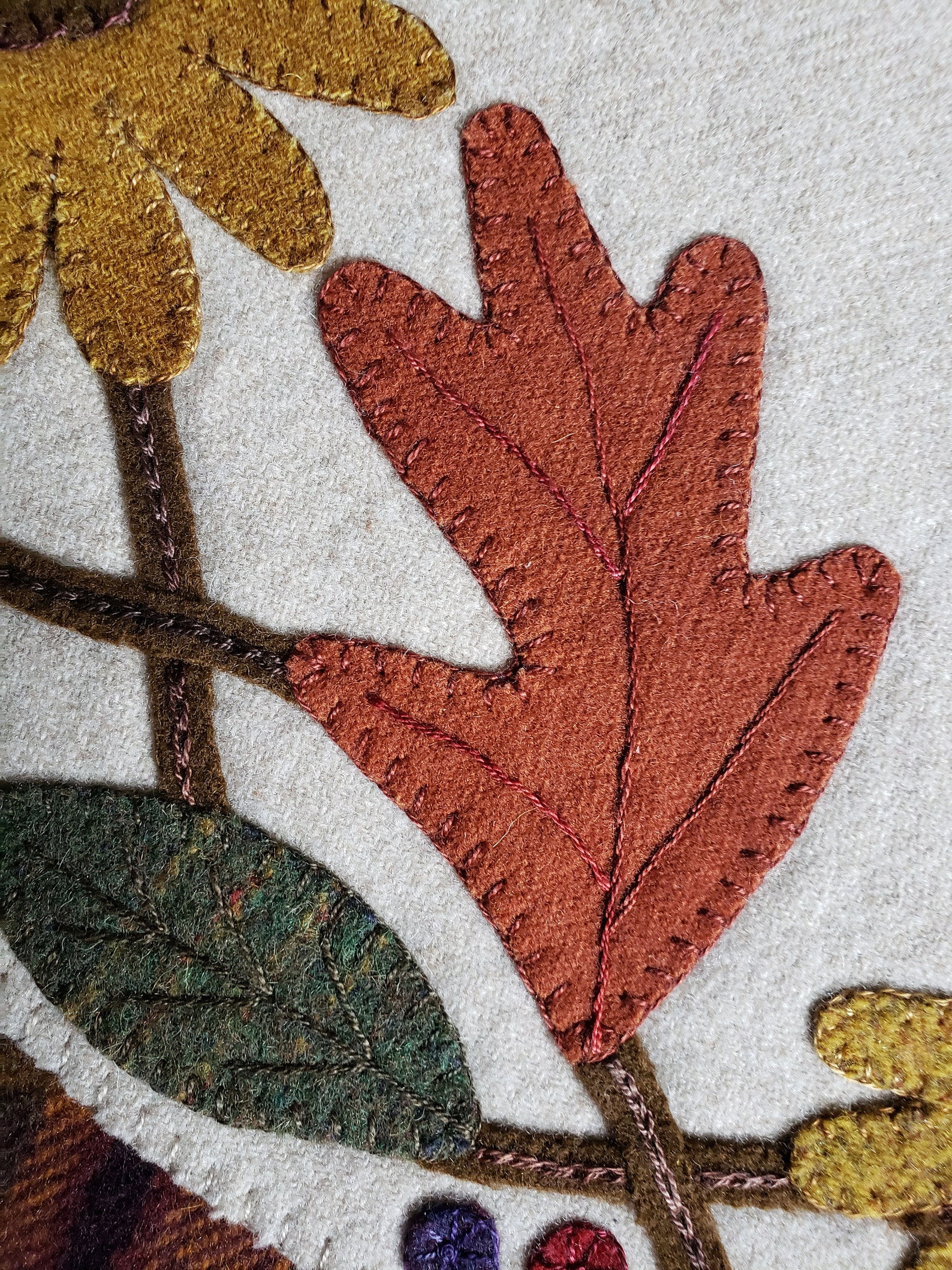 Autumn Splendor Wool Mat Finished Leaves Sunflowers - Etsy