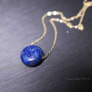 14k Gold Filled Lapis Lazuli Choker - Simple Lapis Lazuli Necklace - Single Lapis Bead Jewelry #2481