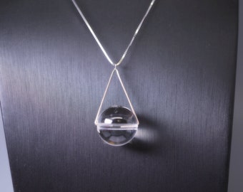 Clear Quartz Necklace: Sterling Silver Geometric Pendant, Chakra Jewelry chunky stone jewelry #2167