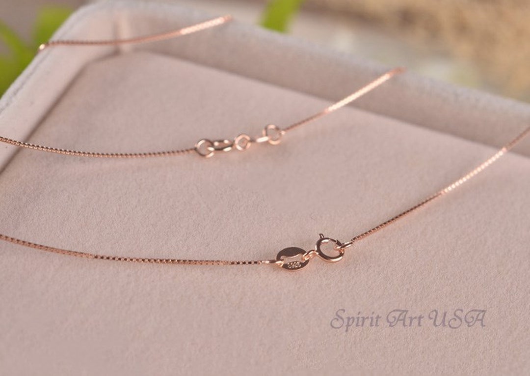 Rose Gold Delicate 0.7 or 0.8 Mm Rose Gold Sterling Silver Chain 16 18