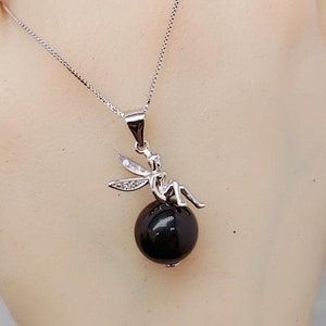 Obsidian Necklace - Sterling Silver Fairy Jewelry - Tiny one Pay attention the size - Genuine Natural Energetic Obsidian Pendant 2065
