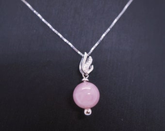 Madagascar Rose Quartz Necklace Sterling Silver Simple Tiny Single Genuine Natural Rose Quartz Pendant