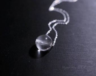 Sterling Silver Clear Quartz Necklace: Minimalist Crystal Healing Jewelry #2308