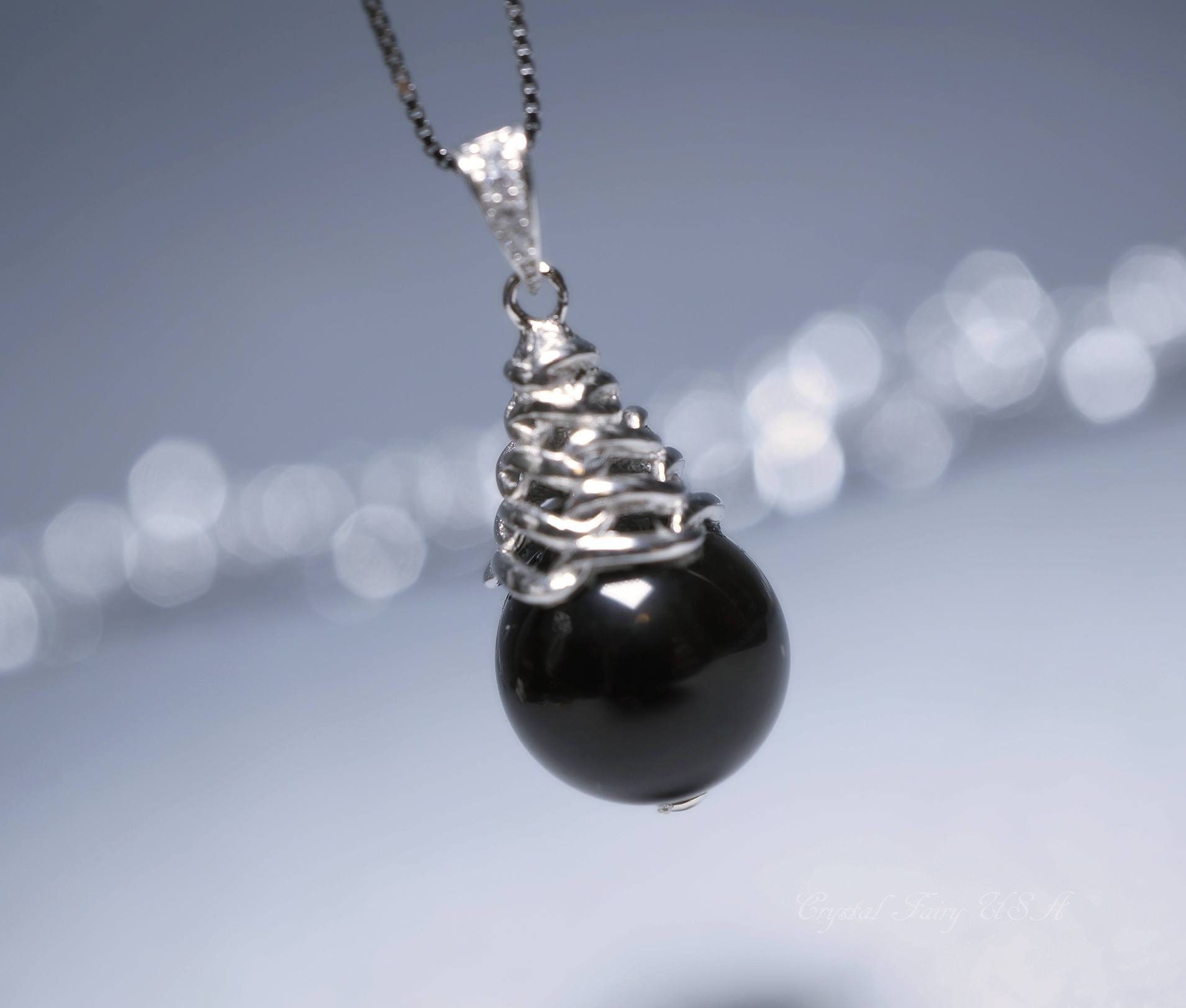 Obsidian Necklace Natural Rainbow Eye Obsidian Pendant Full