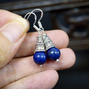 Natural Lapis Lazuli Earrings Sterling Silver Hooks Lapis Earrings 2186