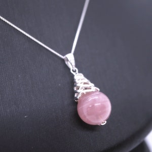 Sterling Silver Madagascar Rose Quartz Necklace - Single Simple Cone Natural Genuine Rose Quartz Jewelry 2218