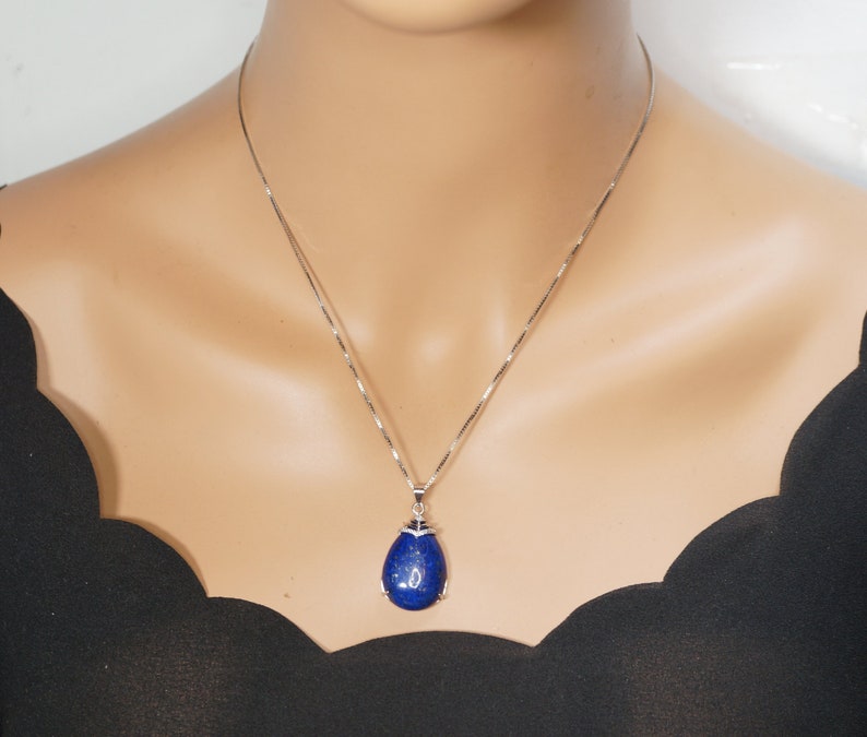 Genuine Natural Blue Lapis Lazuli Jewelry Large Teardrop Lapis Lazuli Pendant