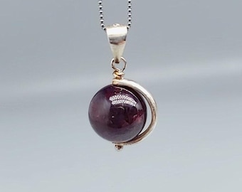 Garnet Pendant Necklace: Full Sterling Silver, January Birthstone Jewelry #2150