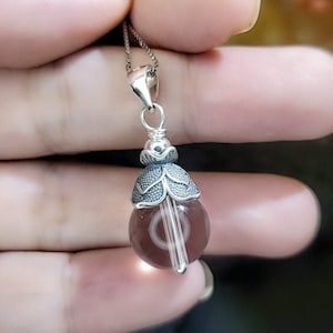 Natural Clear Quartz Pendant For Necklace  - Full Sterling Silver - Lotus Flower  - Crystal Healing 2283