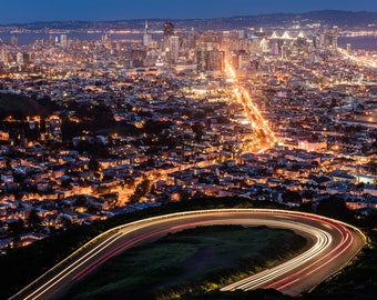 Landscape Photo - San Francisco Twin Peaks at Night