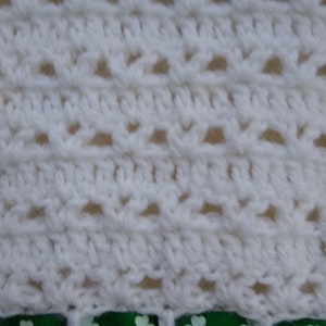 Irish Baby Blanket ,White Crocheted Afghan with Shamrocks Ribbon image 3